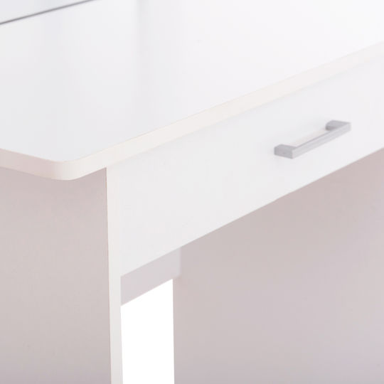 Bodenstehende Schminktisch Schlafzimmer Crystel Holz Weiß mit Spiegel & Hocker 74x39x155cm