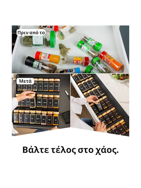 Deco Haus Schwarzer Schubladen-Organizer Gewürzgläser Schubladen-Organizer 3-stufig