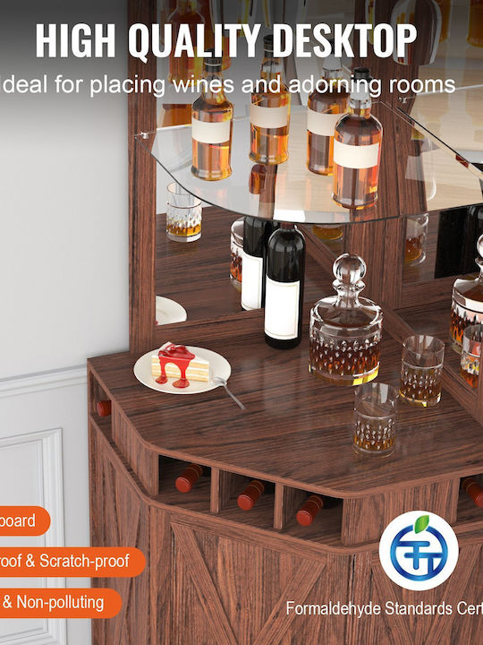 Vevor Tabletop Wooden Wine Cabinet for 3 Bottles Brown 184x33.5x184cm
