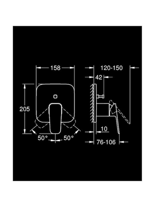 Grohe Mischpult Einbau für Dusche 2 Ausgänge Silber 4067393010647