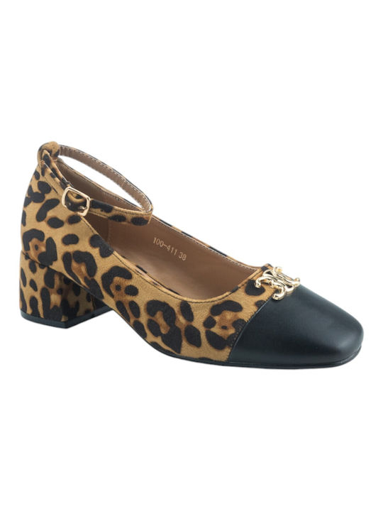 Plato Brown Heels Animal Print