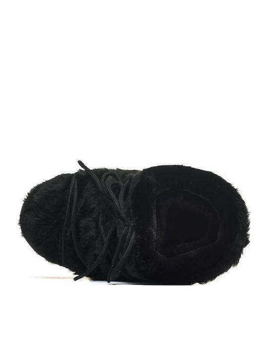 Icon Low Faux Damenstiefel mit Pelz Schwarz