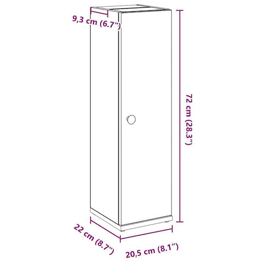 vidaXL Bathroom Cabinet L20.5xW22xH72cm Oak