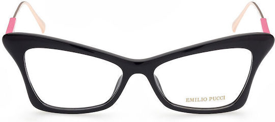 Emilio Pucci Women's Acetate Cat Eye Prescription Eyeglass Frames Black EP5172 001