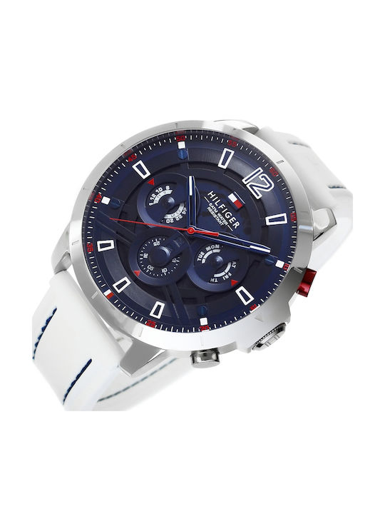Tommy Hilfiger Luca Men's Watch 50mm Chronograph Battery with White Stainless Steel Bracelet