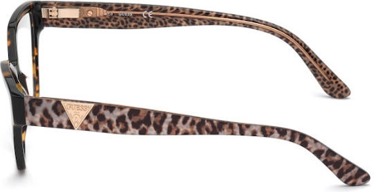 Guess Women's Acetate Butterfly Prescription Eyeglass Frames Brown Tortoise GU2827 052