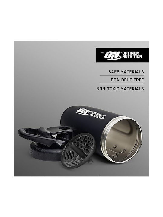 Optimum Nutrition Shaker Πρωτεΐνης 900ml Ανοξείδωτο Μαύρο
