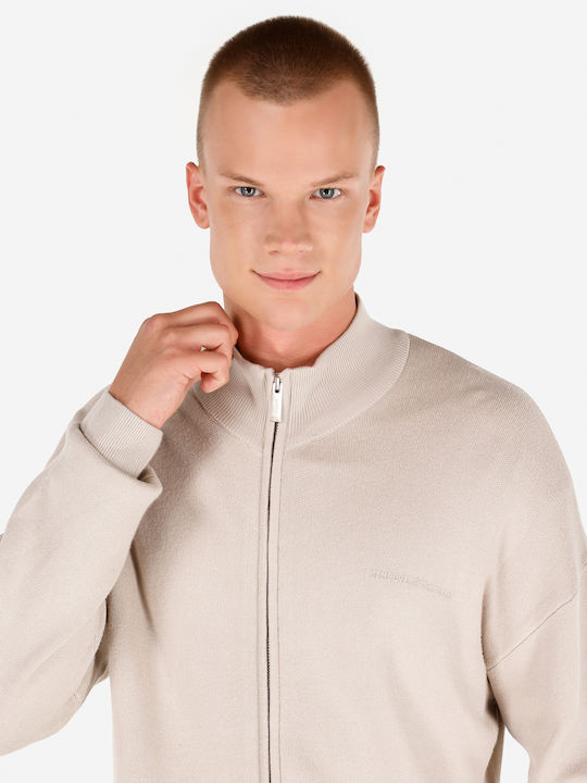 Cardigan Tricotat pentru Bărbați Beige