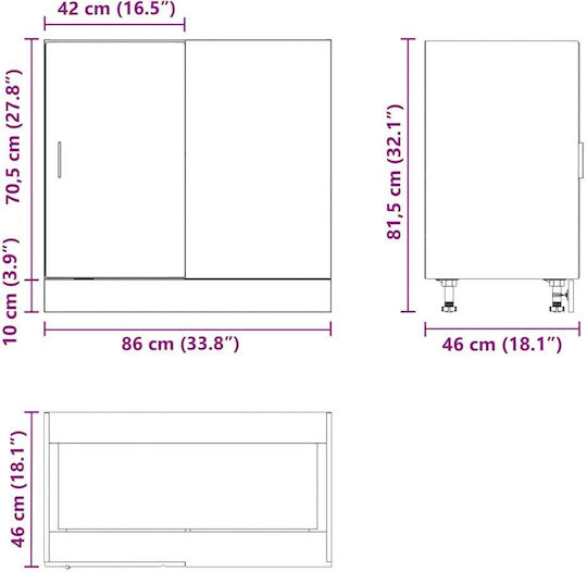 Ντουλάπι Νεροχύτη Καπνιστή Δρυς 80x46x81.5εκ.