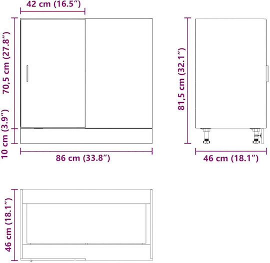 Ντουλάπι Νεροχύτη Μαύρο 80x46x81.5εκ.