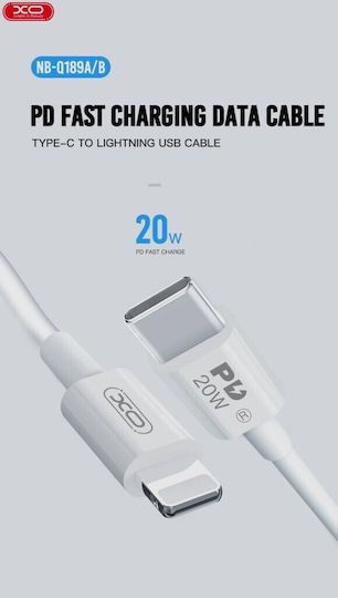 XO NB-Q189B USB-C zu Lightning Kabel 20W Weiß 2m (16.005.0286)