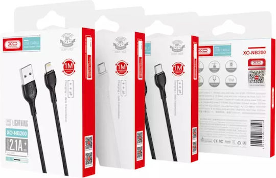 XO NB200 2.1A USB-A to Lightning Cable Black 1m (16.005.0134)