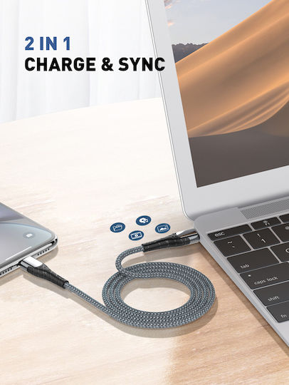 Ldnio LC112 Braided USB-C to Lightning Cable 30W Γκρι 2m