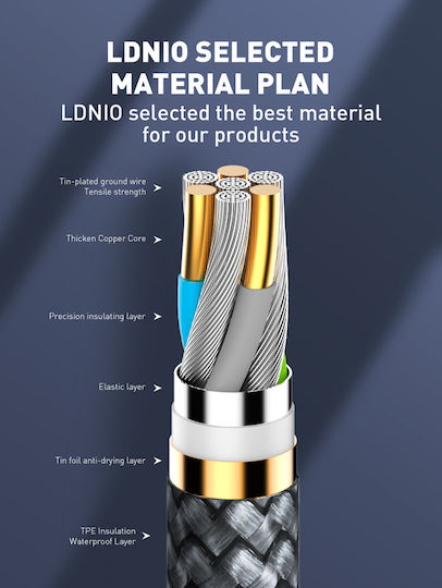 Ldnio LC112 Braided USB-C to Lightning Cable 30W Γκρι 2m