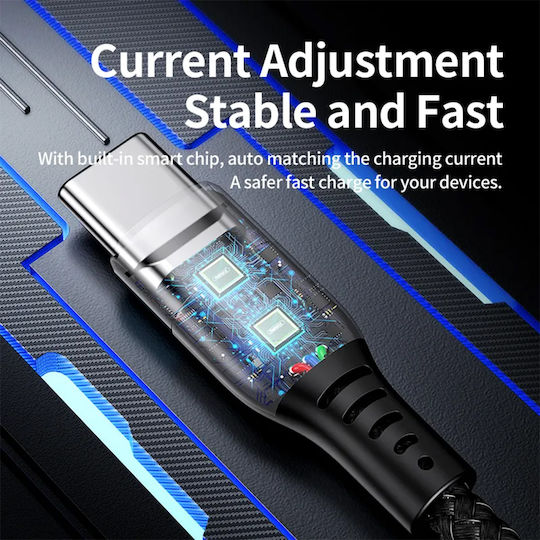 Remax RC-188I Плетена USB-C към Lightning кабел 20W Черен 1м