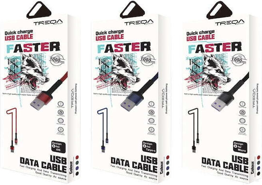 Treqa CA-8552 Geflochten USB-C zu Lightning Kabel Schwarz 1m