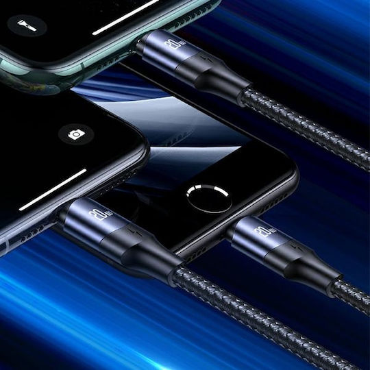 Usams US-SJ522 Braided USB-C to Lightning Cable 20W Black 2m (SJ522USB01)