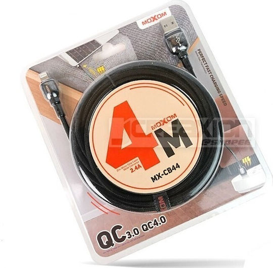 Moxom MX-CB44 Braided USB-A la Cablu Lightning Negru 4m