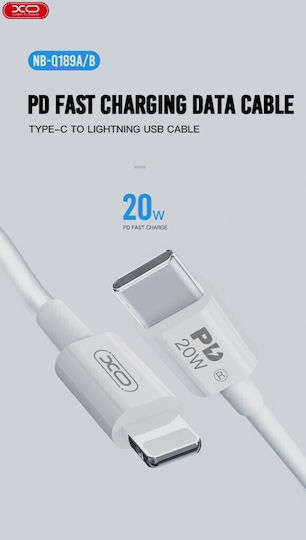 XO NB-Q189A USB-C to Lightning Cable 20W Λευκό 1m (16.005.0285)