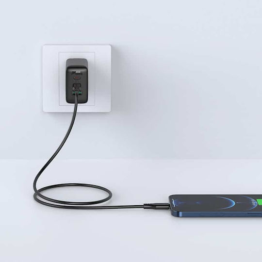 Acefast C3-01 Редовна USB-C към Lightning кабел 30W Черен 1.2м