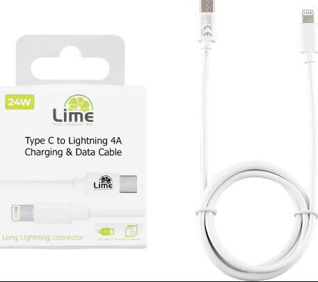 Lime USB-C to Lightning Cable Λευκό 1m (LCL01)