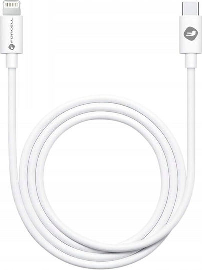 Forcell C291 Braided USB-C to Lightning Cable 20W Λευκό 1m