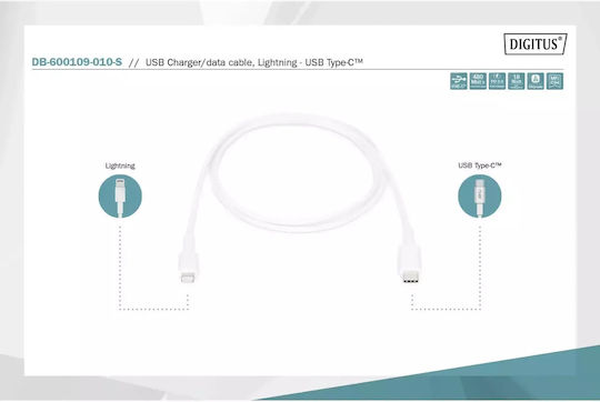 Digitus USB-C to Lightning Cable Λευκό 1m (DB-600109-010-W)
