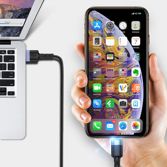 Tellur LED USB to Lightning Cable Μαύρο 1.2m (TLL155373)