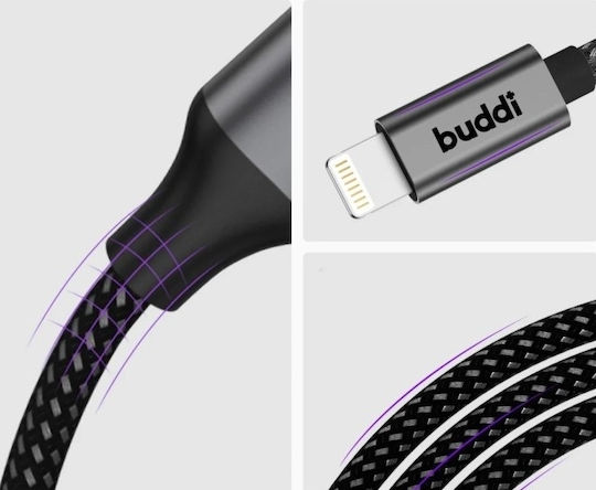 Buddi Редовна USB-A към Lightning кабел 12W Черен 2м (122494)