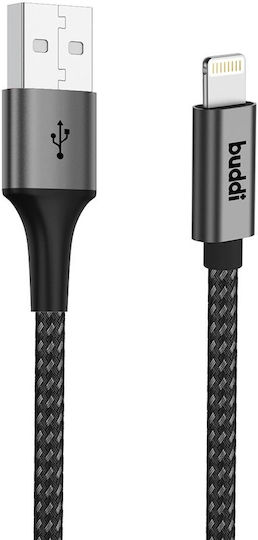 Buddi Редовна USB-A към Lightning кабел 12W Черен 2м (122494)