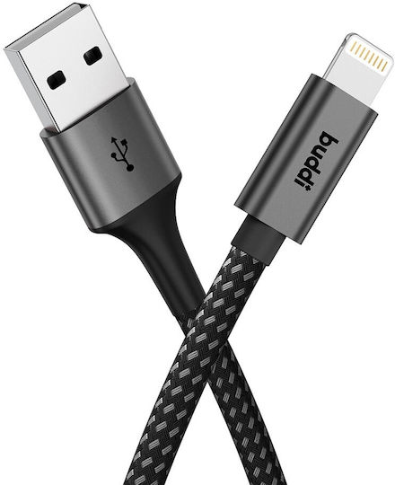 Buddi Редовна USB-A към Lightning кабел 12W Черен 2м (122494)