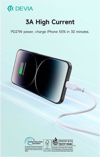 Devia USB-C zu Lightning Kabel 27W Weiß 1m