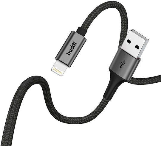 Buddi Редовна USB-A към Lightning кабел 12W Черен 2м (122494)