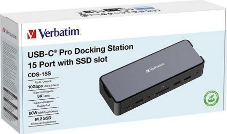 Verbatim CDS-15S USB-C Docking Station με HDMI 4K PD Ethernet και σύνδεση 3 Οθονών Γκρι