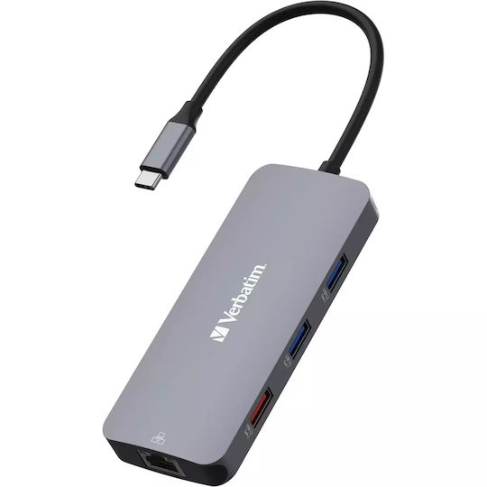 Verbatim CMH-9 USB-C Docking Station mit HDMI 4K PD Ethernet Gray