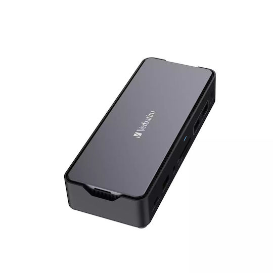 Verbatim CDS-15S USB-C Docking Station με HDMI 4K PD Ethernet και σύνδεση 3 Οθονών Γκρι