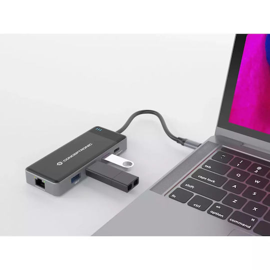 Conceptronic USB-C Docking Station με HDMI 4K PD Ethernet και συνδεση 2 Οθονών Μαύρο (DONN14G)