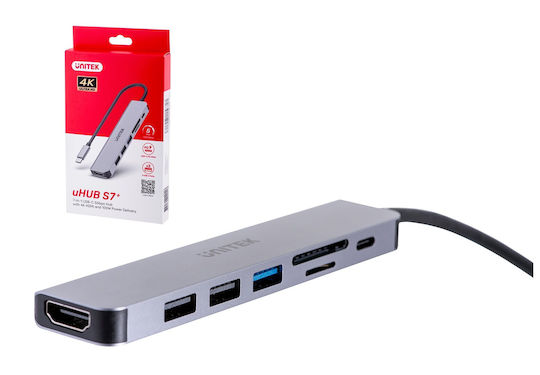 Unitek S7+ USB-C Docking Station mit HDMI 4K PD Gray