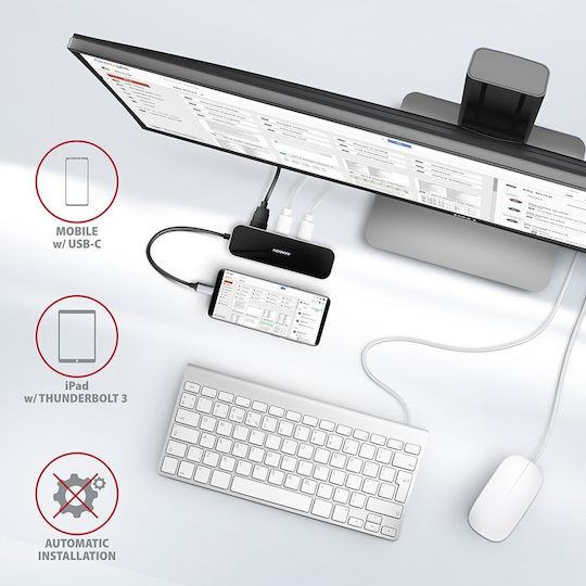 Axagon USB-C Docking Station mit HDMI 4K PD Ethernet Schwarz (HMC-6GL)