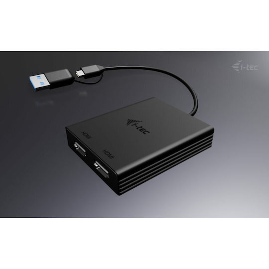 i-tec USB-A / USB-C Docking Station mit DisplayPort 4K und Verbindung 2 Monitore Schwarz