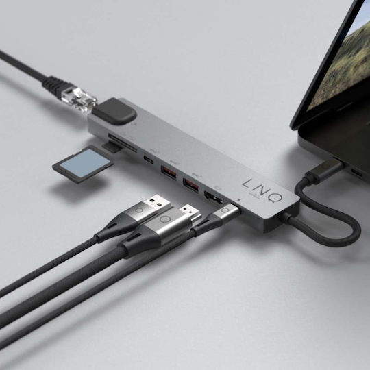 LinQ USB-C Docking Station με HDMI 4K PD Ethernet Μαύρο (LQ48010)