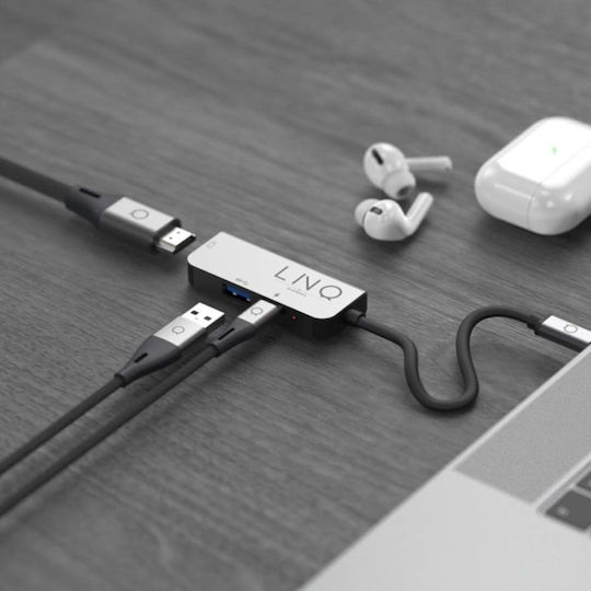 LinQ USB-C Docking Station με HDMI 4K PD Γκρι (LQ48000)