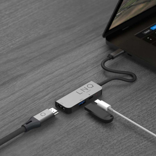 LinQ USB-C Docking Station με HDMI 4K PD Γκρι (LQ48000)