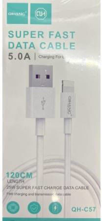 QIHANG USB 2.0 Cable USB-C male - USB-A 25W White 1.2m (QH-C57)