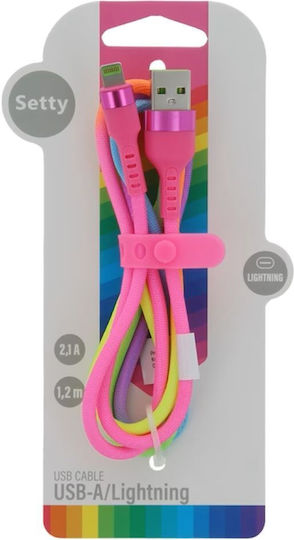Setty Regular USB 2.0 Cablu USB-C bărbătesc - USB-A 18W Multicolor 1.2m