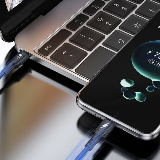 Dudao Braided USB 2.0 Cable USB-C male - USB-C 60W Μαύρο 1.2m 304004-181521