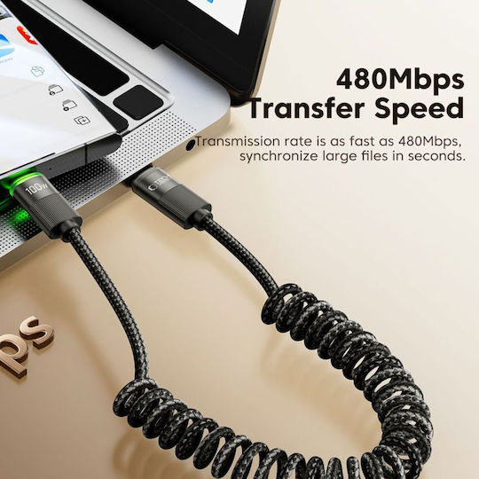 Tech-Protect Ultraboost USB 2.0 Кабел USB-C Мъжки - USB-C 100W PD Черен 1.8m