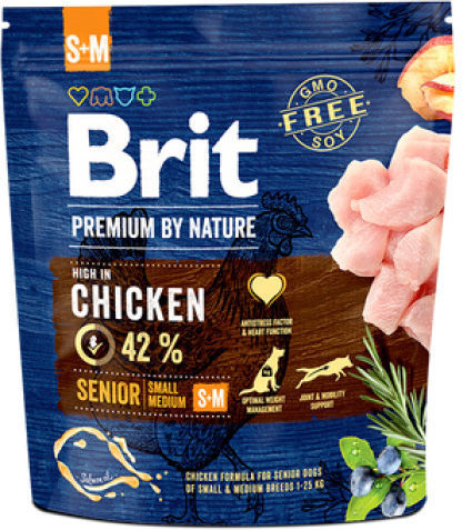 Brit Premium by Nature Senior Small/Medium 15kg Hrană Uscată pentru Câini Seniori de Rase Mici & Medii cu Pui