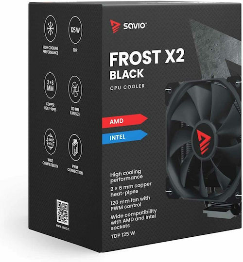 Savio Frost Black X2 CPU Cooling Fan for 1200/115x/1700 Socket