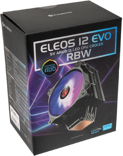 Raijintek Eleos 12 EVO RBW Ψύκτρα Επεξεργαστή για Socket AM4/1200/115x/1700 με RGB Φωτισμό